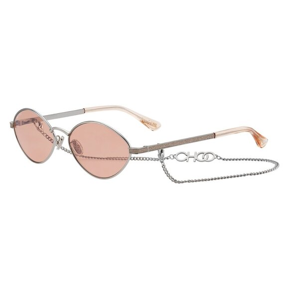 NEW JIMMY CHOO SONNY/S 9F6/2S Peach Palladium Pink/Pink Flash Silver with Silver